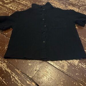 SHEIN Black Button-Up Blouse
